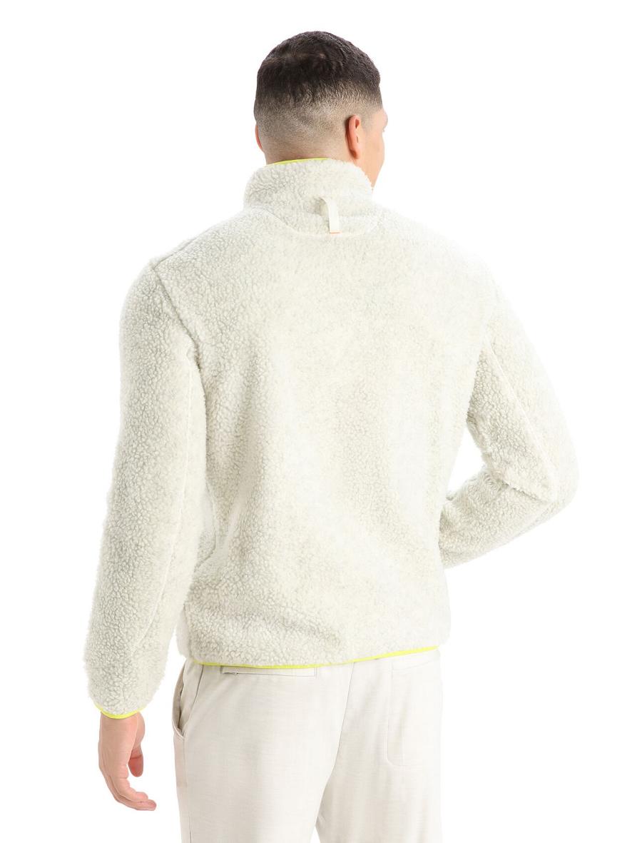 Ecru Heather / Shine Icebreaker RealFleece™ Merino High Pile Long Sleeve Half Zip Men's Hoodie | AU 1250FDNM